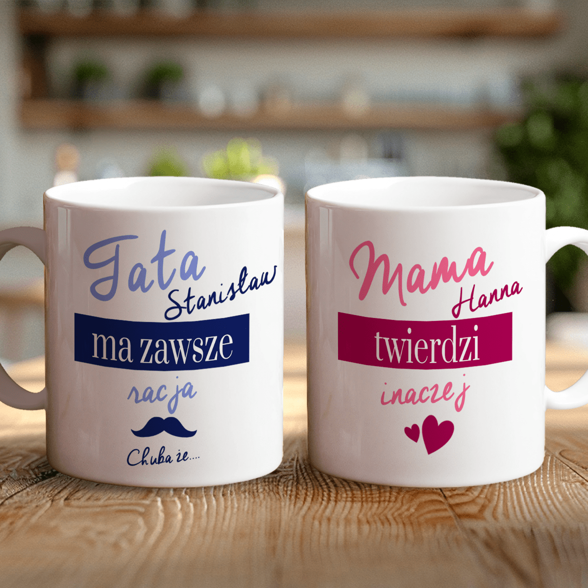 Dla mamy i taty - 1x Kubek z nadrukiem, spersonalizowany prezent dla rodziców - idamell.com