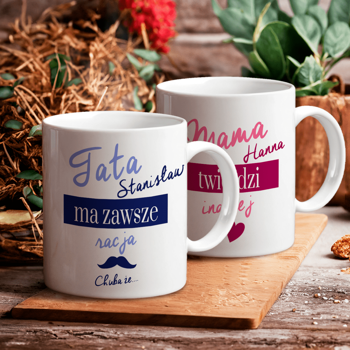 Dla mamy i taty - 1x Kubek z nadrukiem, spersonalizowany prezent dla rodziców - idamell.com