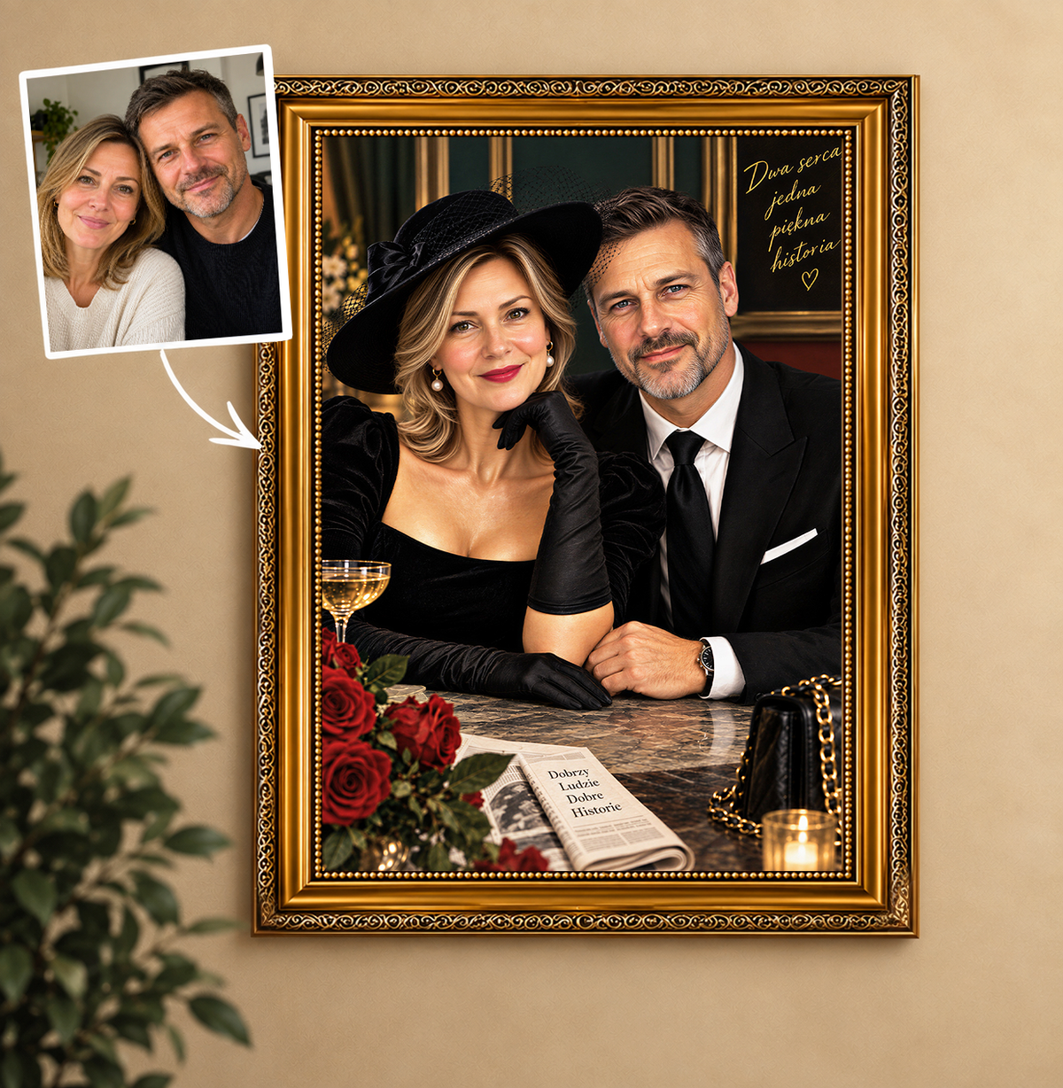 Portret ze zdjęcia na płótnie Elegancka para — prezent dla pary