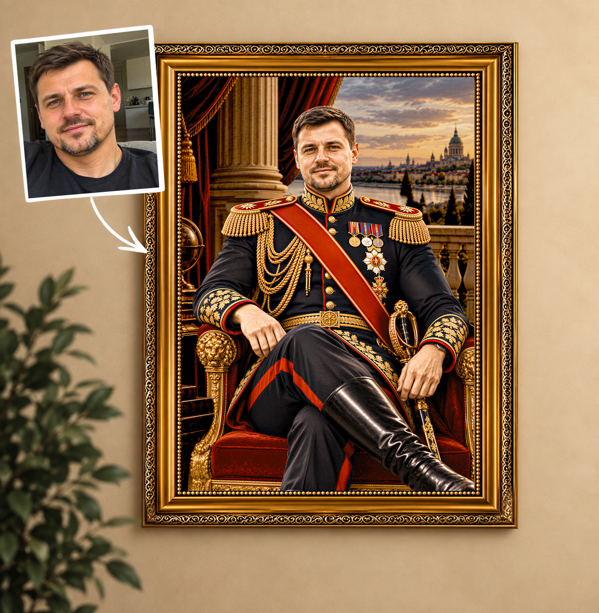 Portret ze zdjęcia na płótnie Generał — prezent dla męża