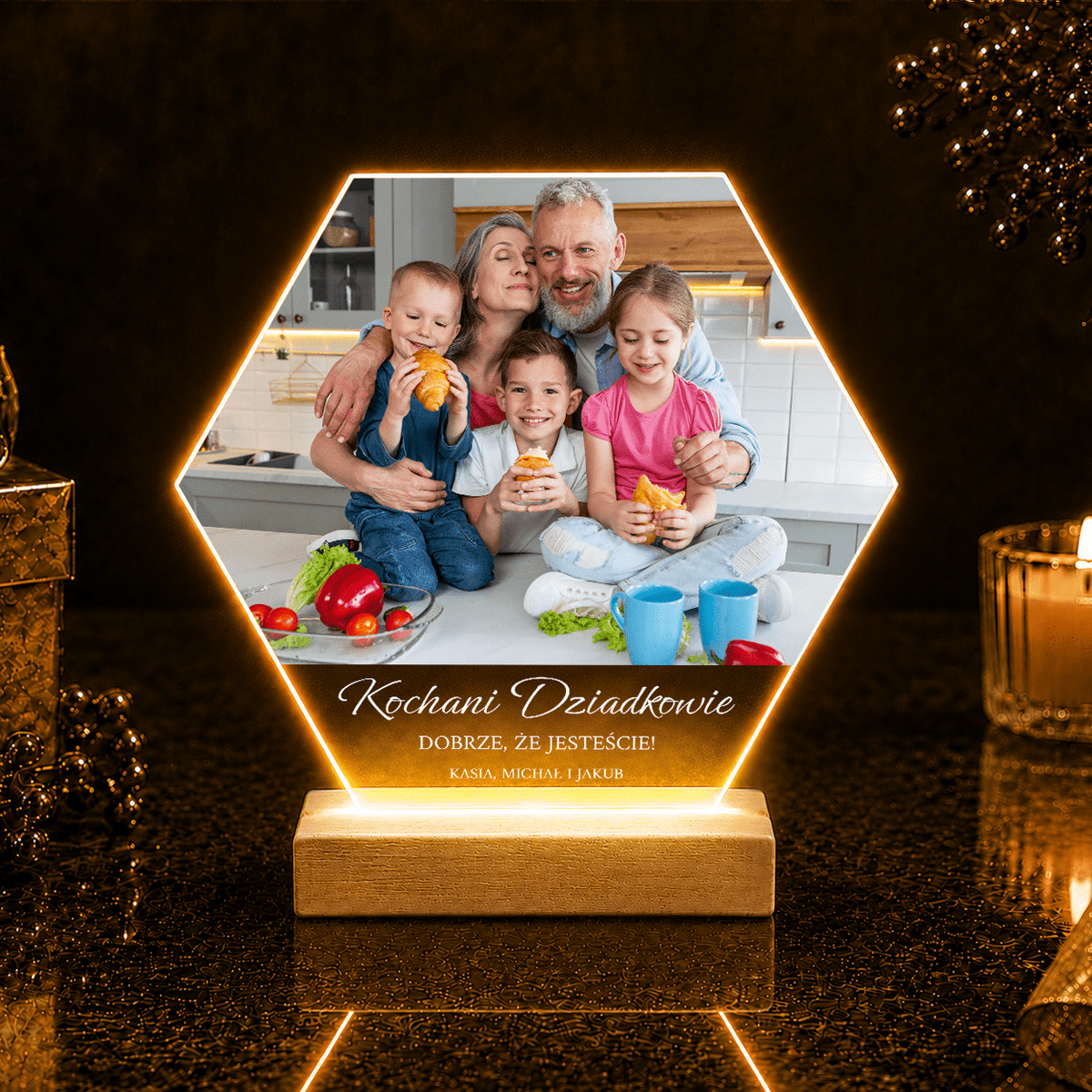 Dobrze, że jesteście - Druk na szkle, spersonalizowany prezent dla dziadków - idamell.com