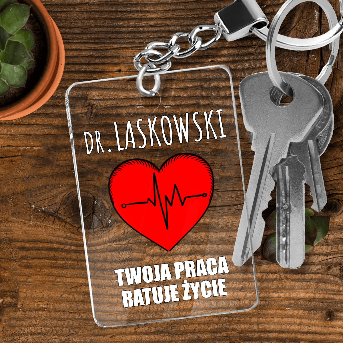 Doktor - brelok do kluczy, spersonalizowany prezent dla lekarza - idamell.com