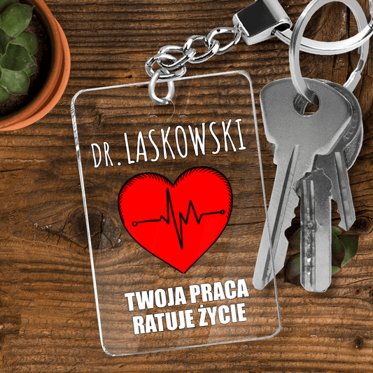 Doktor - brelok do kluczy, spersonalizowany prezent dla lekarza - idamell.com