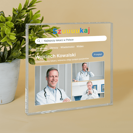 Doktor Google - Druk na kwadratowym szkle, spersonalizowany prezent dla lekarza - idamell.com