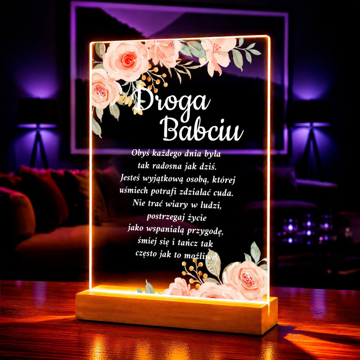 Droga Babciu - Druk na szkle, spersonalizowany prezent dla babci - idamell.com