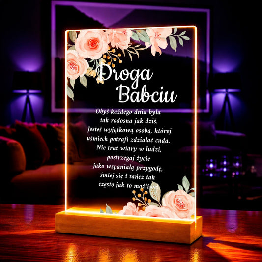 Droga Babciu - Druk na szkle, spersonalizowany prezent dla babci - idamell.com