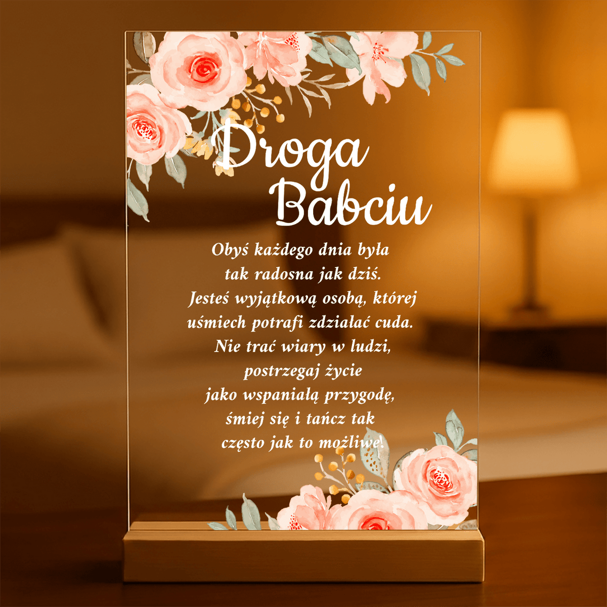 Droga Babciu - Druk na szkle, spersonalizowany prezent dla babci - idamell.com