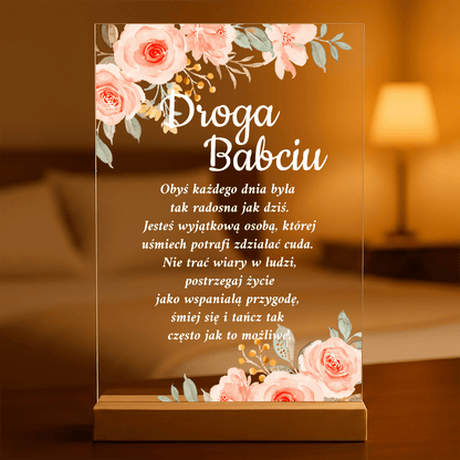 Droga Babciu - Druk na szkle, spersonalizowany prezent dla babci - idamell.com