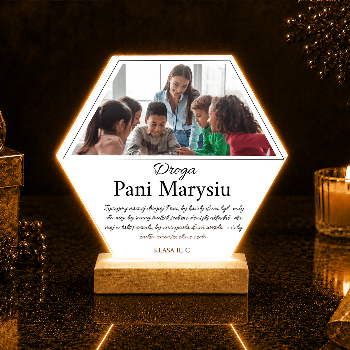 Droga Pani nauczycielko - Druk na szkle, spersonalizowany prezent dla nauczycielki - idamell.com