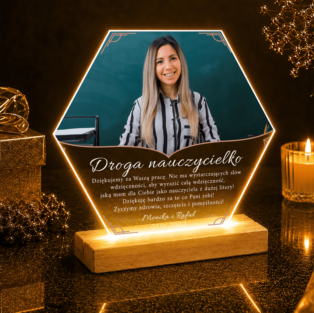 Drogiej nauczycielce - Druk na szkle, spersonalizowany prezent dla nauczyciela - idamell.com