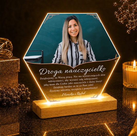 Drogiej nauczycielce - Druk na szkle, spersonalizowany prezent dla nauczyciela - idamell.com