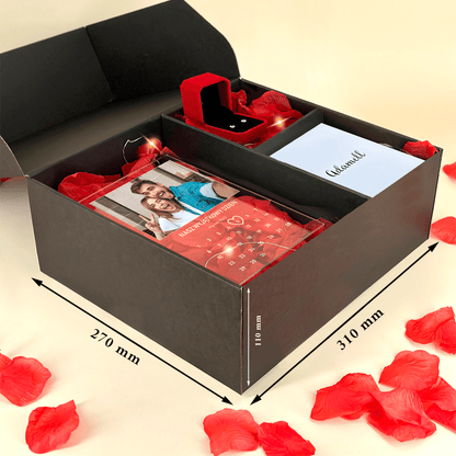 Druk na szkle Nasz wyjątkowy dzień + kolczyki box 2 w 1 - zestaw prezentowy box, spersonalizowany prezent dla niej - idamell.com