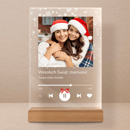 Druk na szkle SPOTIFY MAMA + złota róża wieczna - zestaw prezentowy 2 w 1, spersonalizowany prezent dla mamy - idamell.com