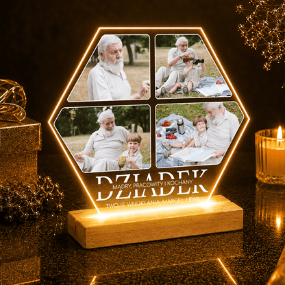 Dziadek mądry pracowity, kochany - Druk na szkle, spersonalizowany prezent dla dziadka - idamell.com