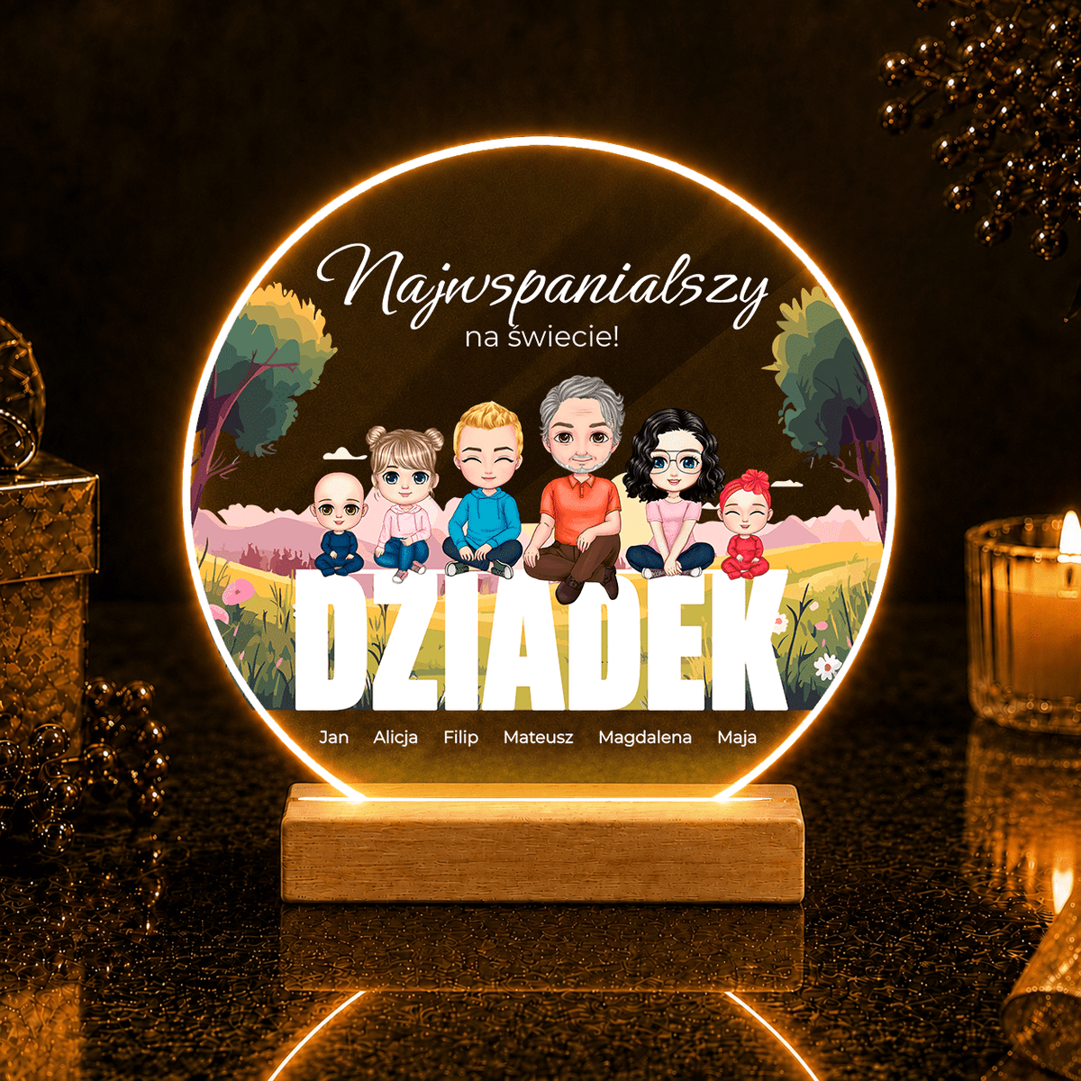 Dziadek najwspanialszy na świecie - Druk na szkle, spersonalizowany prezent dla dziadka - idamell.com