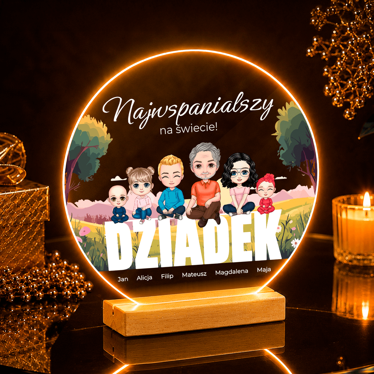 Dziadek najwspanialszy na świecie - Druk na szkle, spersonalizowany prezent dla dziadka - idamell.com