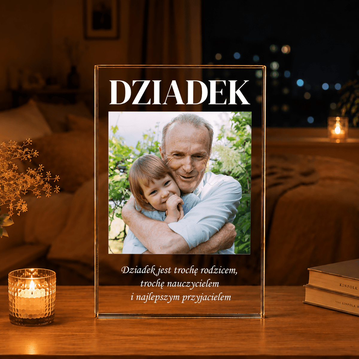 Dziadek napis + tekst - Druk na szkle, spersonalizowany prezent dla dziadka - idamell.com
