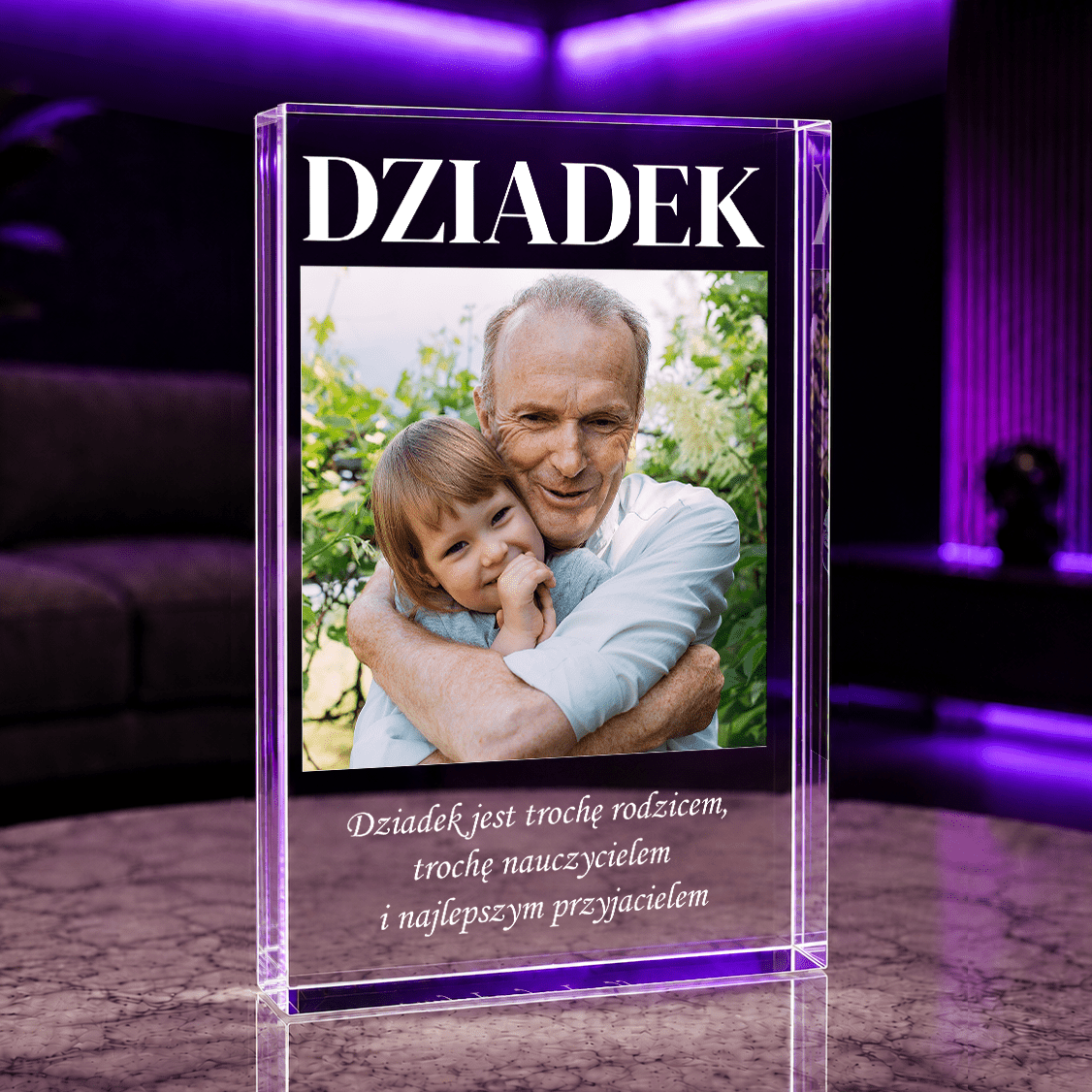 Dziadek napis + tekst - Druk na szkle, spersonalizowany prezent dla dziadka - idamell.com