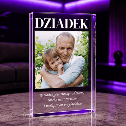 Dziadek napis + tekst - Druk na szkle, spersonalizowany prezent dla dziadka - idamell.com
