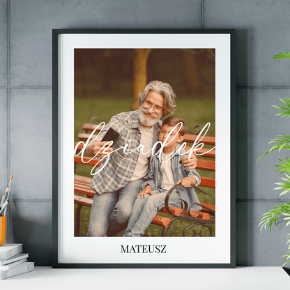 Dziadek zdjęcia + imię - plakat, spersonalizowany prezent dla dziadka - idamell.com