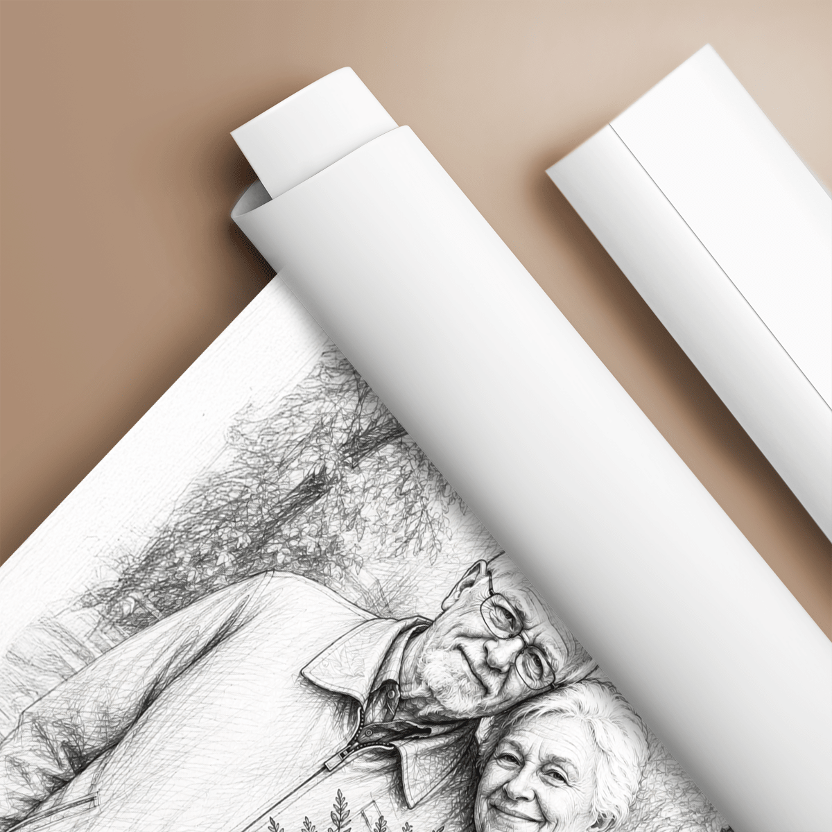 Dziadkowie effect sketch - plakat, spersonalizowany prezent dla dziadków - idamell.com