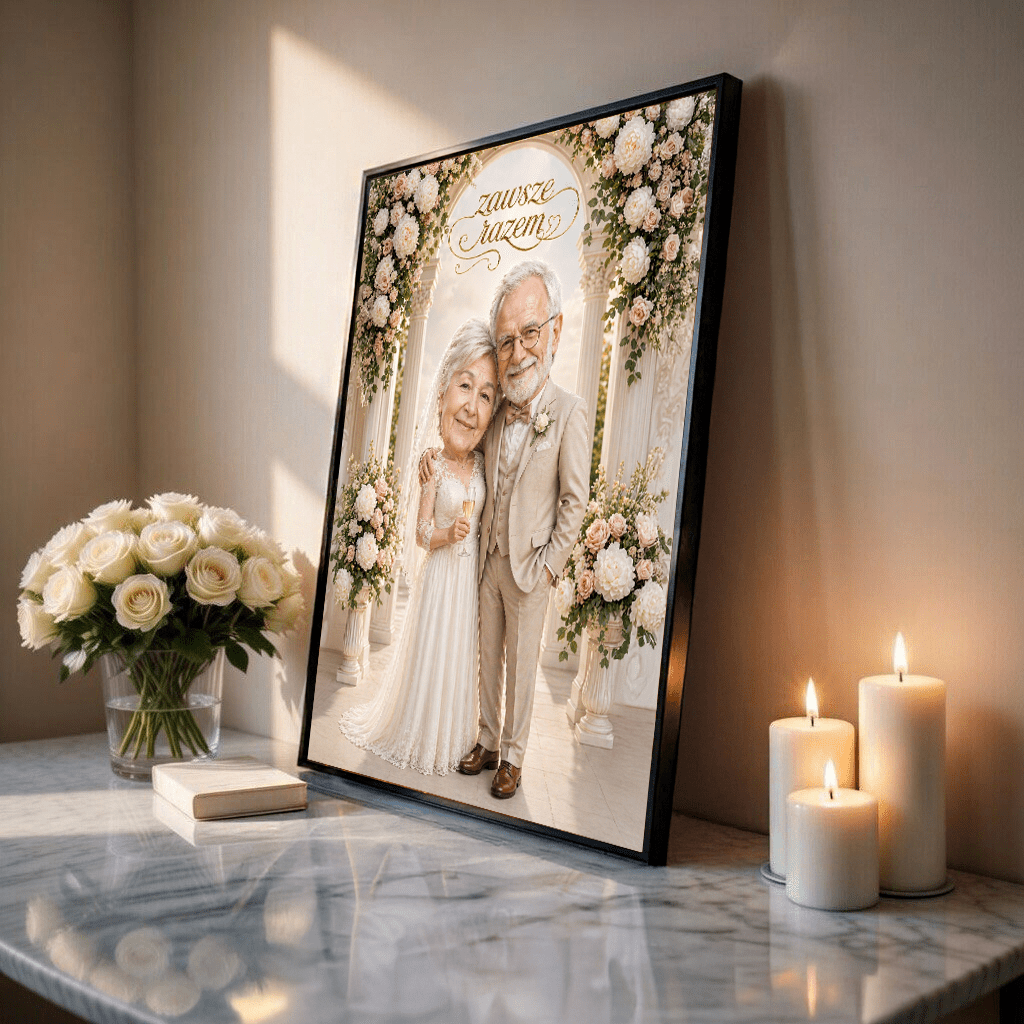 Dziadkowie ilustracja - plakat, spersonalizowany prezent dla dziadków - idamell.com