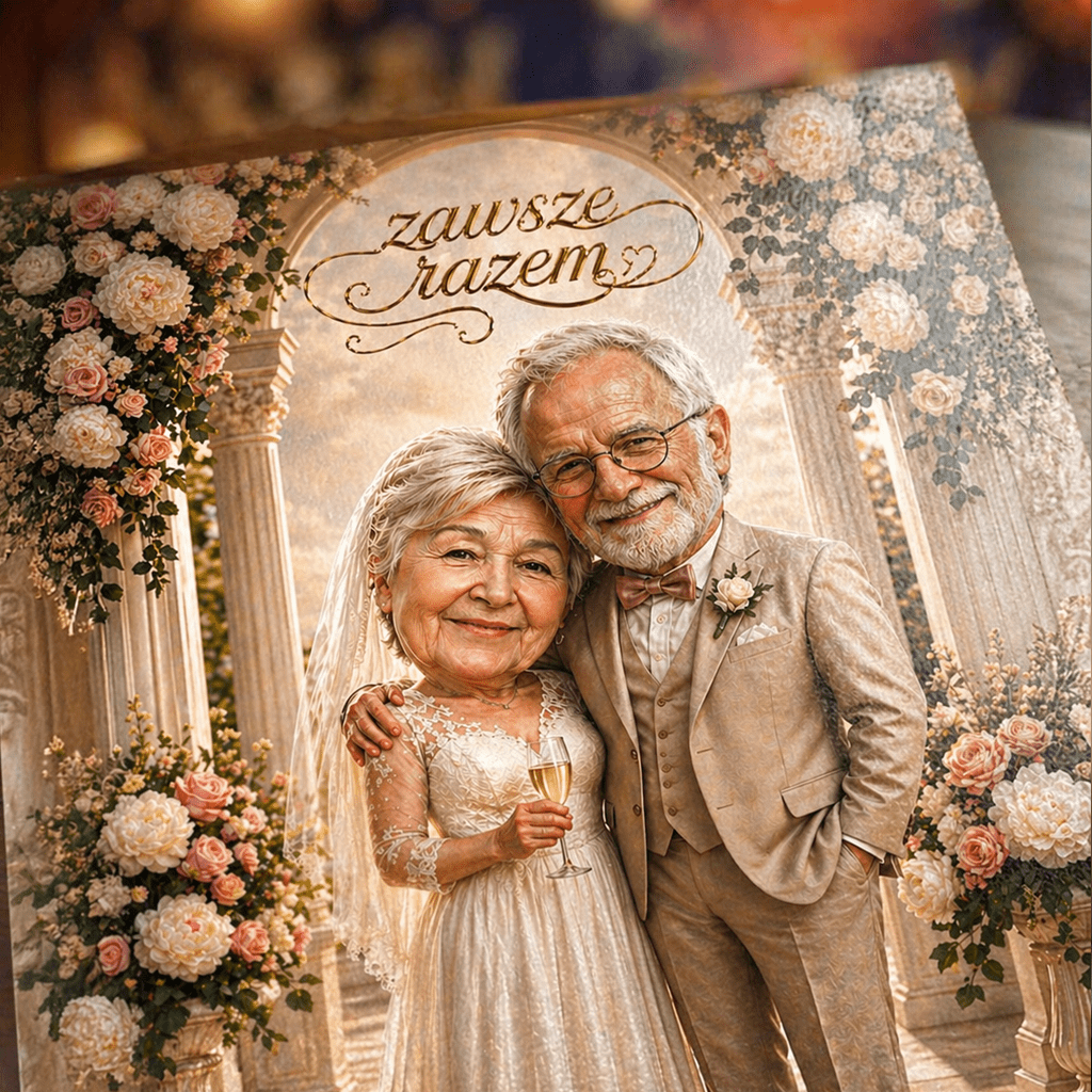 Dziadkowie ilustracja - plakat, spersonalizowany prezent dla dziadków - idamell.com