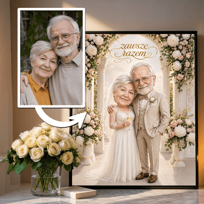 Dziadkowie ilustracja - plakat, spersonalizowany prezent dla dziadków - idamell.com