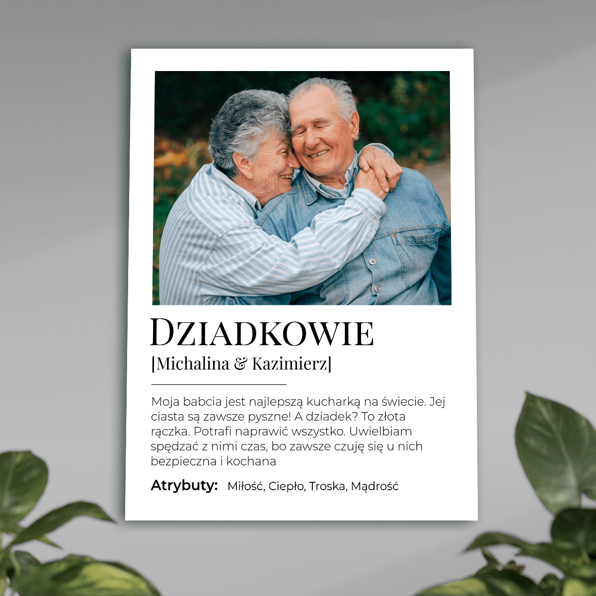 Dziadkowie zdjęcie + tekst - plakat, spersonalizowany prezent dla dziadków - idamell.com