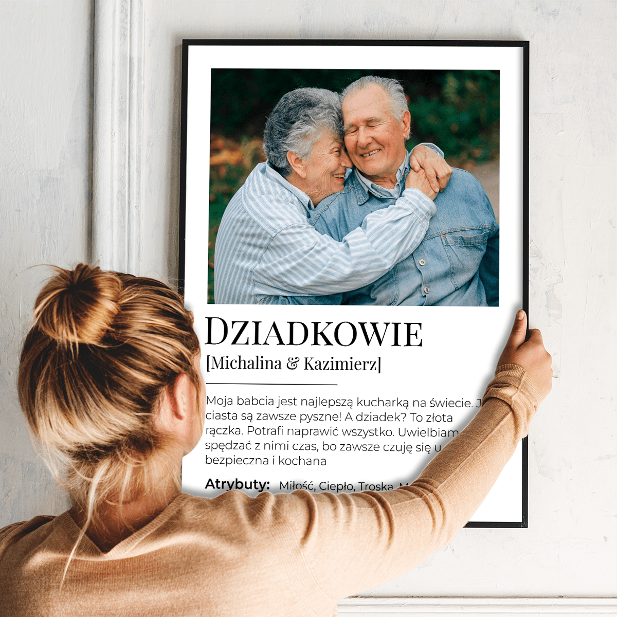 Dziadkowie zdjęcie + tekst - plakat, spersonalizowany prezent dla dziadków - idamell.com