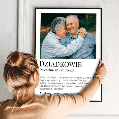 Dziadkowie zdjęcie + tekst - plakat, spersonalizowany prezent dla dziadków - idamell.com