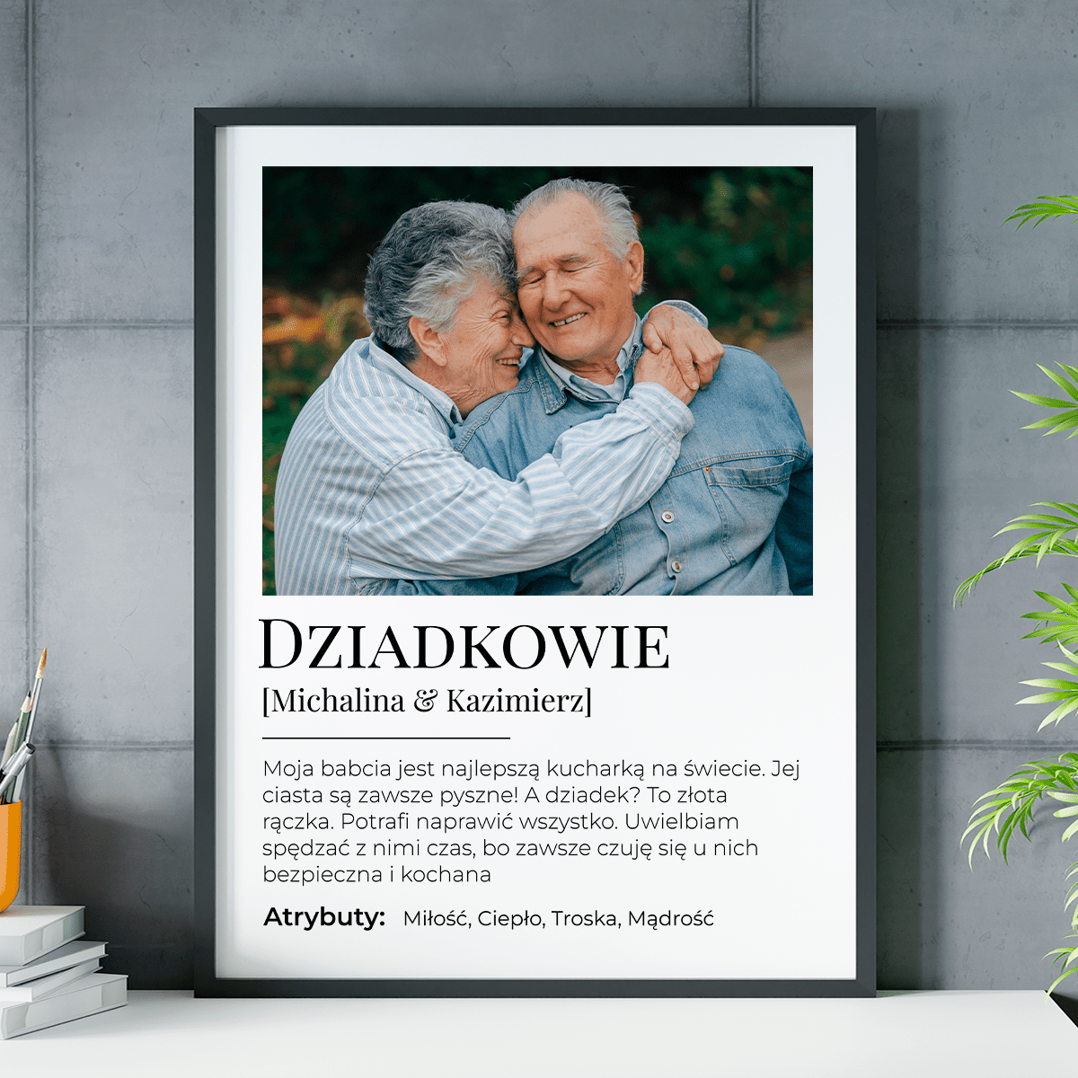 Dziadkowie zdjęcie + tekst - plakat, spersonalizowany prezent dla dziadków - idamell.com