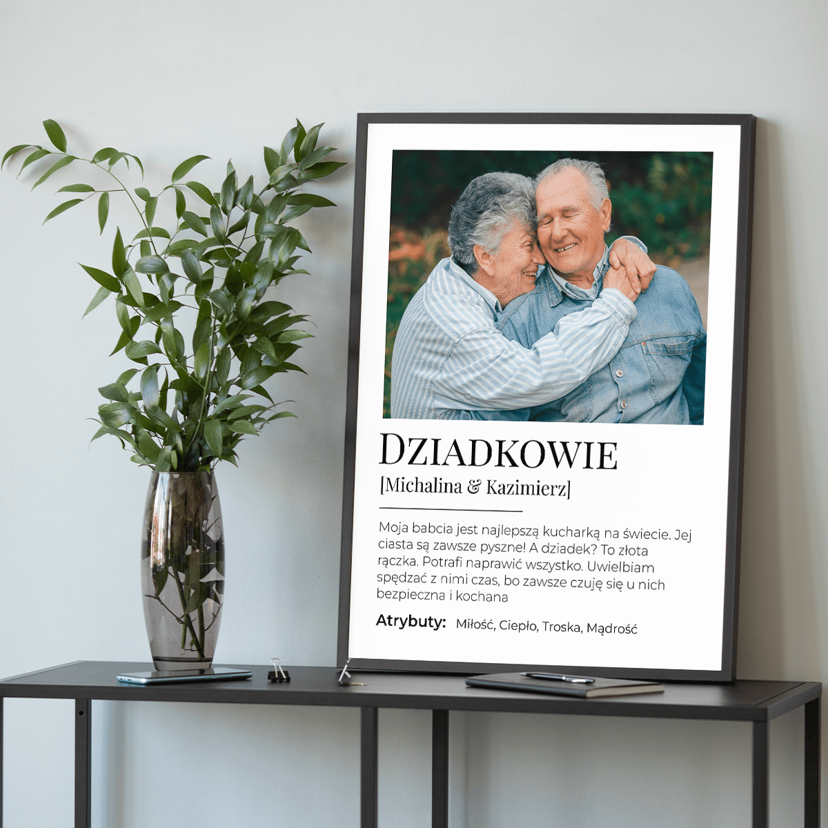 Dziadkowie zdjęcie + tekst - plakat, spersonalizowany prezent dla dziadków - idamell.com