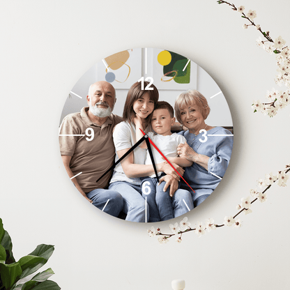 Dziadkowie - zegar ze zdjęciem, spersonalizowany prezent dla dziadków - idamell.com