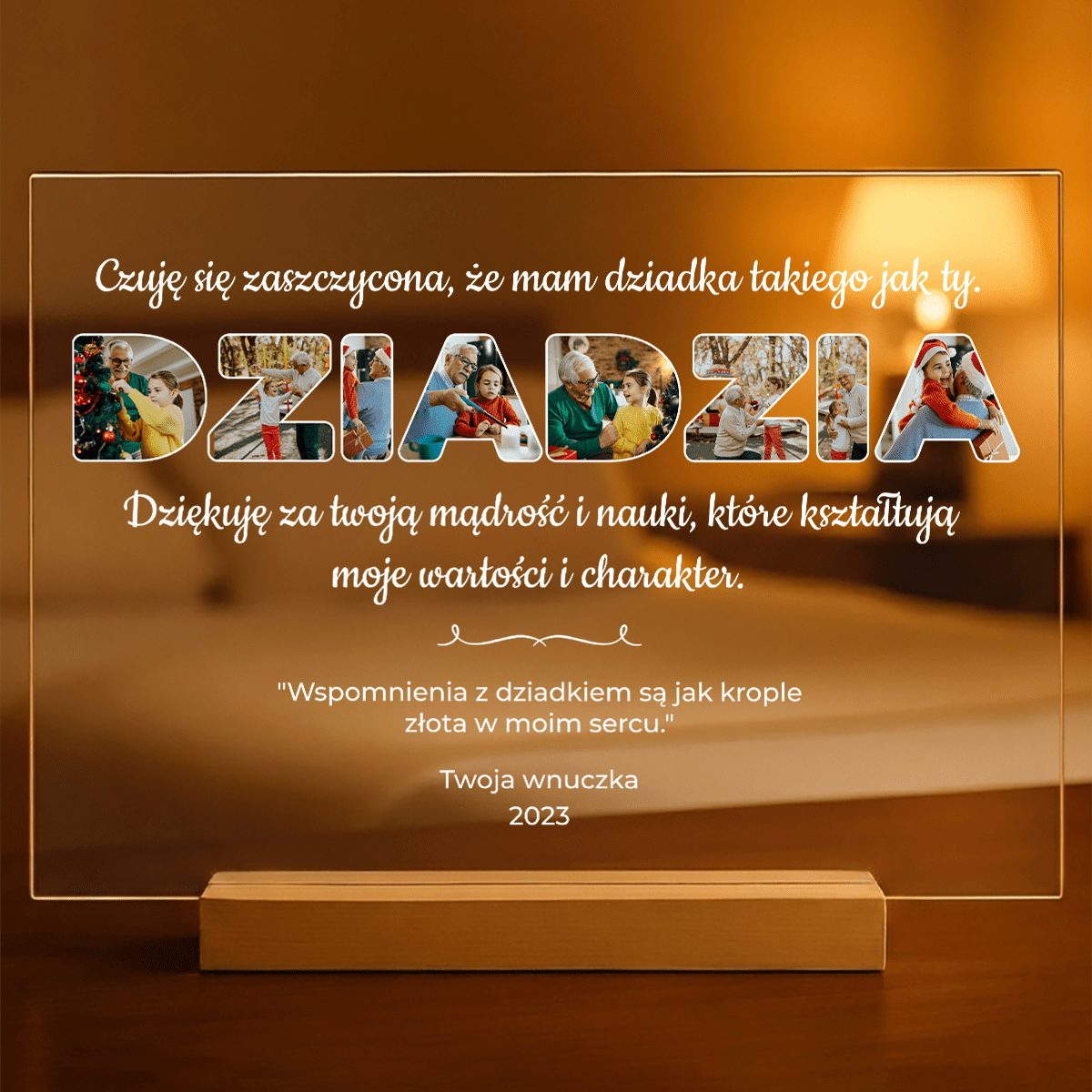 Dziadzia kolaż zdjęć - Druk na szkle, spersonalizowany prezent dla dziadka - idamell.com