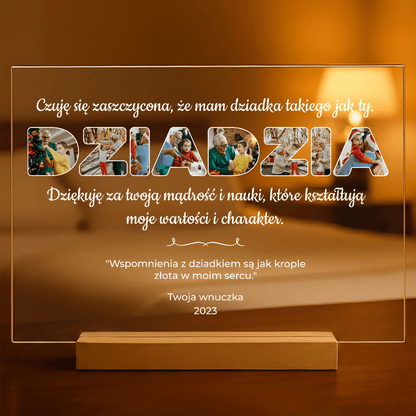 Dziadzia kolaż zdjęć - Druk na szkle, spersonalizowany prezent dla dziadka - idamell.com