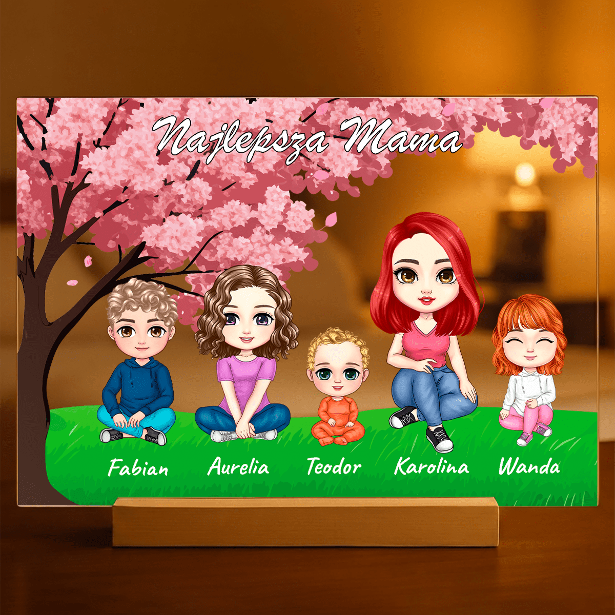 Dzieci z najlepszą mamą Clipart - Druk na szkle, spersonalizowany prezent dla mamy - idamell.com