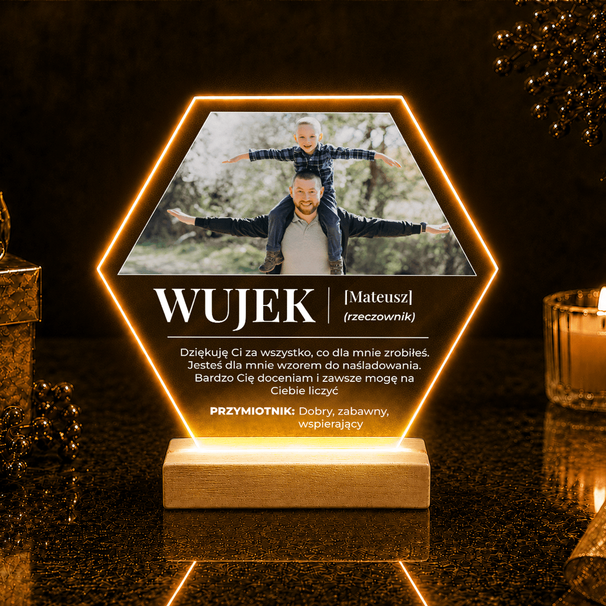 Dziękuję Ci za wszystko - Druk na szkle, spersonalizowany prezent dla wujka - idamell.com