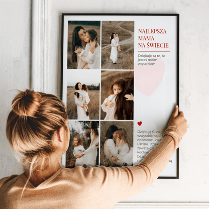 Dziękuję, że jesteś moim wsparciem - plakat, spersonalizowany prezent dla mamy - idamell.com