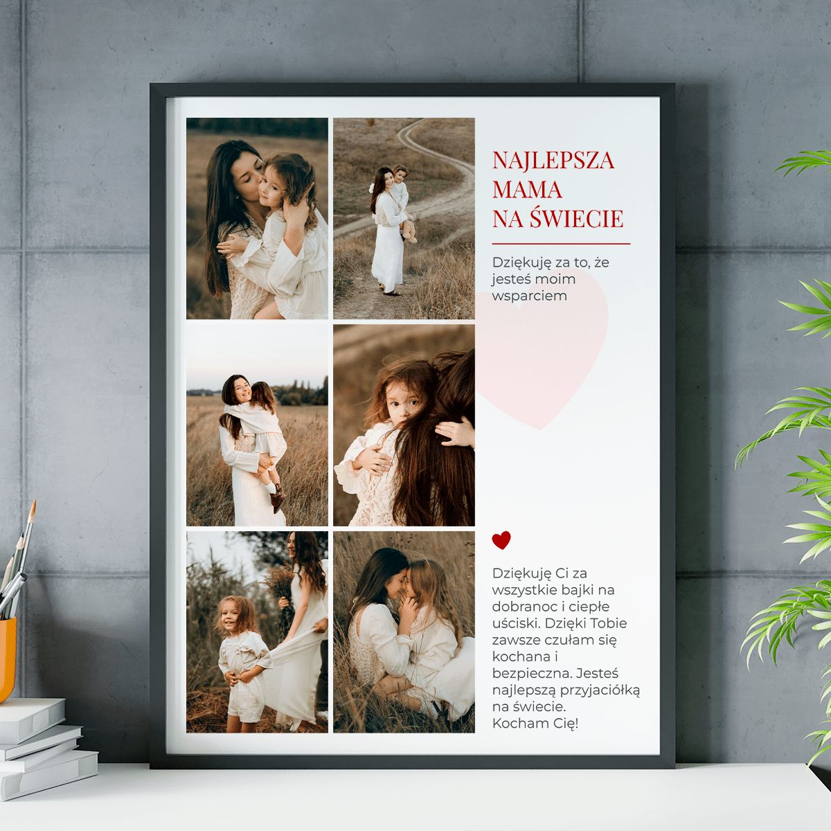 Dziękuję, że jesteś moim wsparciem - plakat, spersonalizowany prezent dla mamy - idamell.com