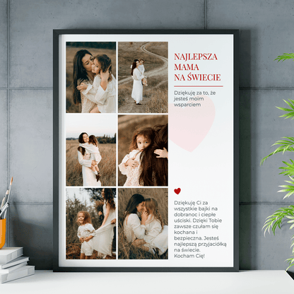 Dziękuję, że jesteś moim wsparciem - plakat, spersonalizowany prezent dla mamy - idamell.com