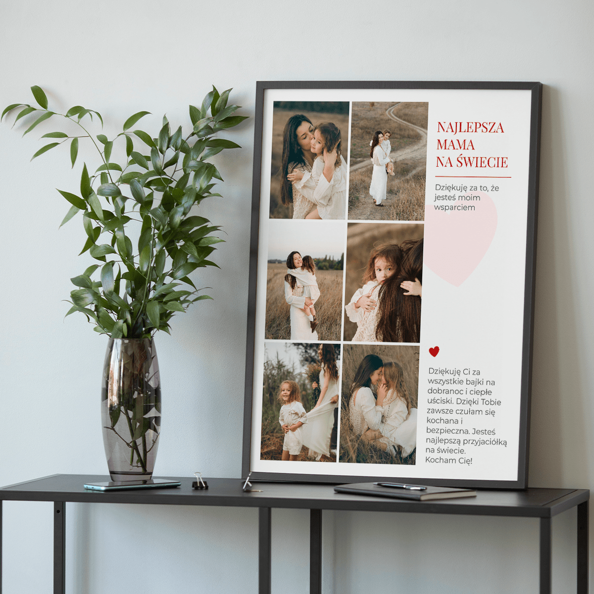 Dziękuję, że jesteś moim wsparciem - plakat, spersonalizowany prezent dla mamy - idamell.com