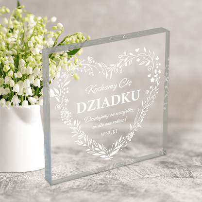 Dziękujemy za wszystko - Druk na kwadratowym szkle, spersonalizowany prezent dla dziadka - idamell.com
