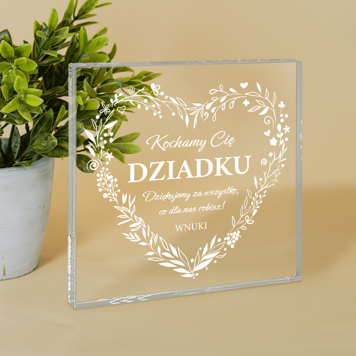 Dziękujemy za wszystko - Druk na kwadratowym szkle, spersonalizowany prezent dla dziadka - idamell.com