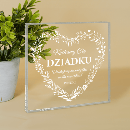 Dziękujemy za wszystko - Druk na kwadratowym szkle, spersonalizowany prezent dla dziadka - idamell.com