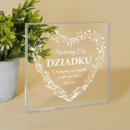 Dziękujemy za wszystko - Druk na kwadratowym szkle, spersonalizowany prezent dla dziadka - idamell.com