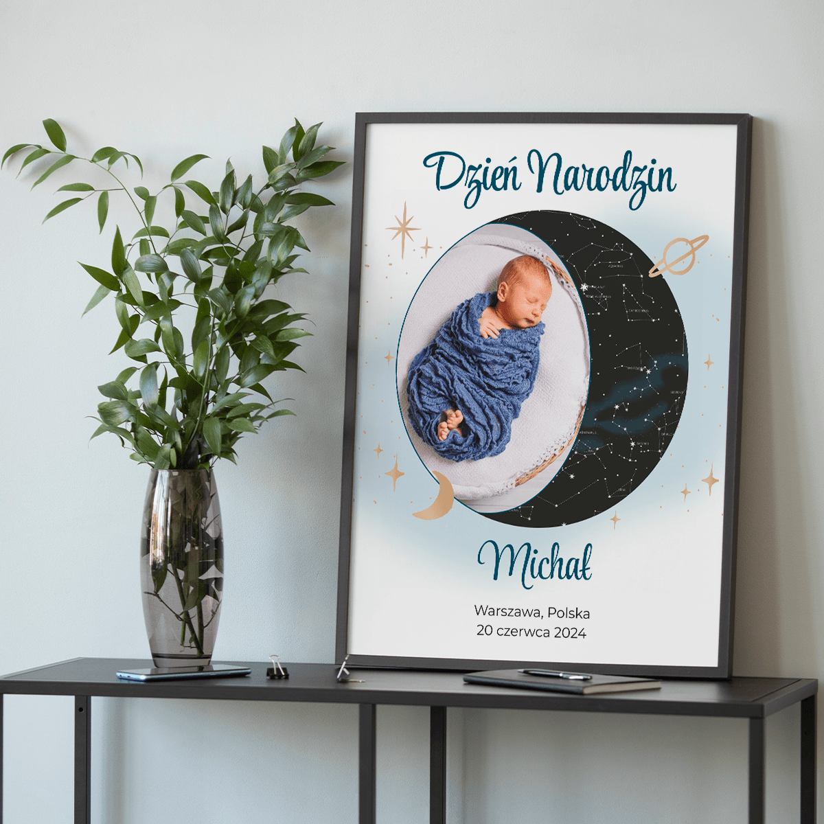 Dzień narodzin - plakat, spersonalizowany prezent dla dziecka - idamell.com