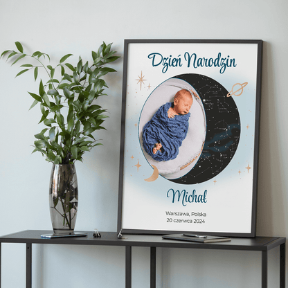 Dzień narodzin - plakat, spersonalizowany prezent dla dziecka - idamell.com