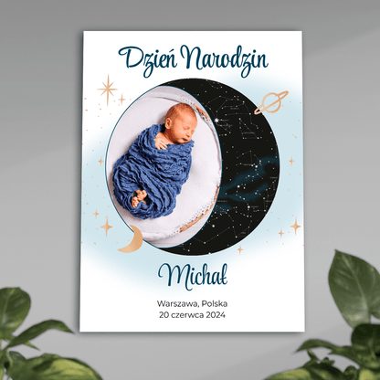 Dzień narodzin - plakat, spersonalizowany prezent dla dziecka - idamell.com
