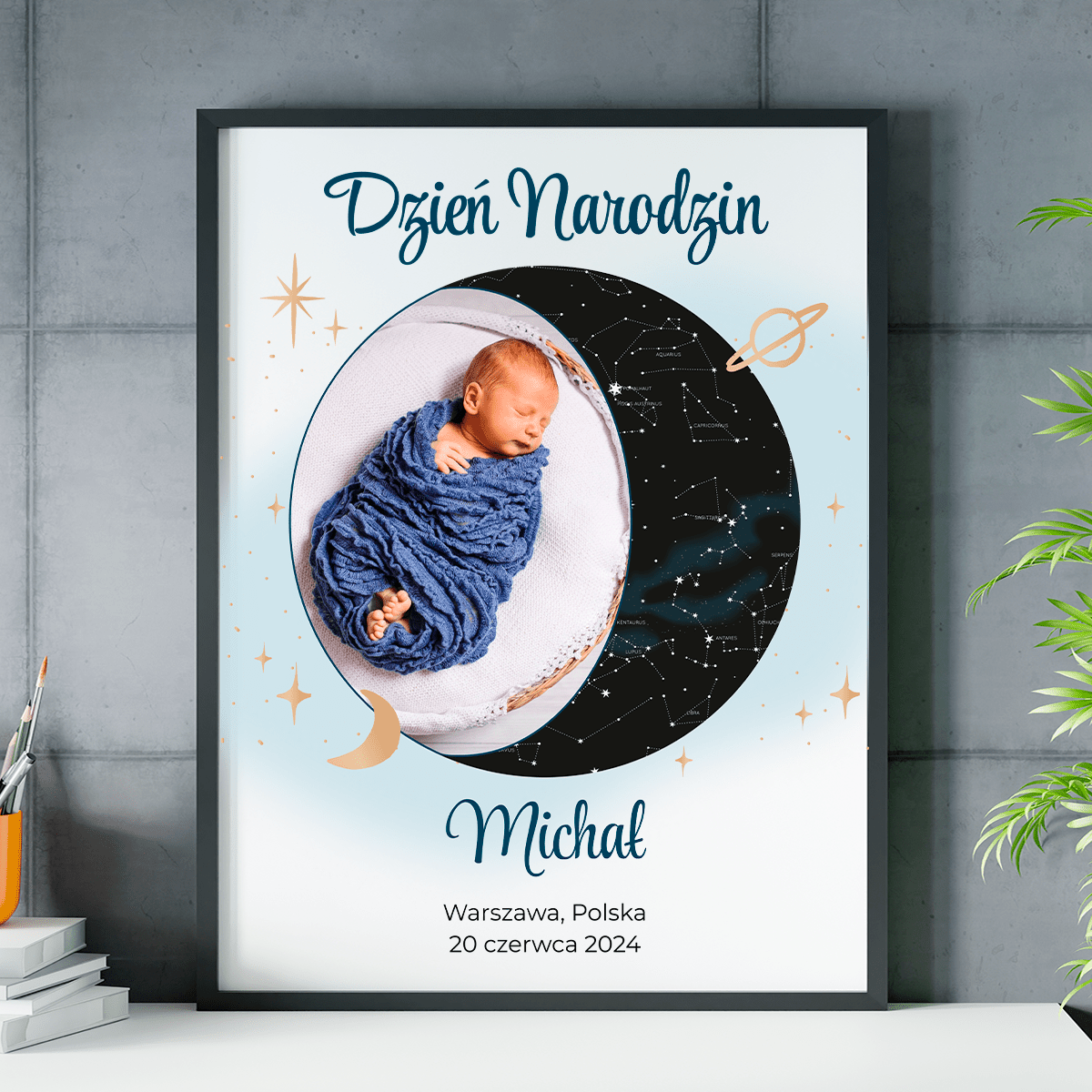 Dzień narodzin - plakat, spersonalizowany prezent dla dziecka - idamell.com
